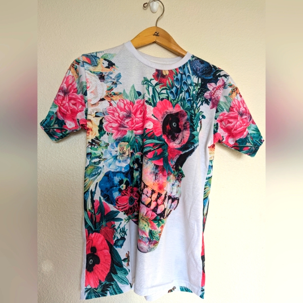 iEDM.com Skull Flower T Shirt XS